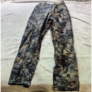 Women Abstract Tie-Dye Multicolor High Waist Straight Leg Pants Zip Front Casual